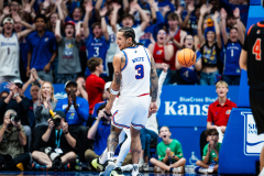 Lawrence, KS - November 15, 2025 - guard Tre White #3 of the Kansas Jayhawks during a game against Princeton in Allen Fieldhouse in Lawrence, KS. Photo by Kansas Athletics