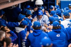 Lawrence, KS - April 19, 2025 - the Kansas Jayhawks baseball team during game between Kansas and KSU at Hoglund Ballpark in Lawrence, KS. Photo by Kansas Athletics