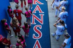 Lawrence, KS - October 2, 2025 - the Kansas Jayhawks soccer team during a game against KSU at Rock Chalk Park in Lawrence, KS. Photo by Sydney Allan/Kansas Athletics