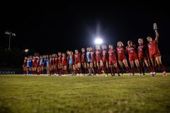 Lawrence, KS - October 2, 2025 - the Kansas Jayhawks soccer team during a game against KSU at Rock Chalk Park in Lawrence, KS. Photo by Sydney Allan/Kansas Athletics